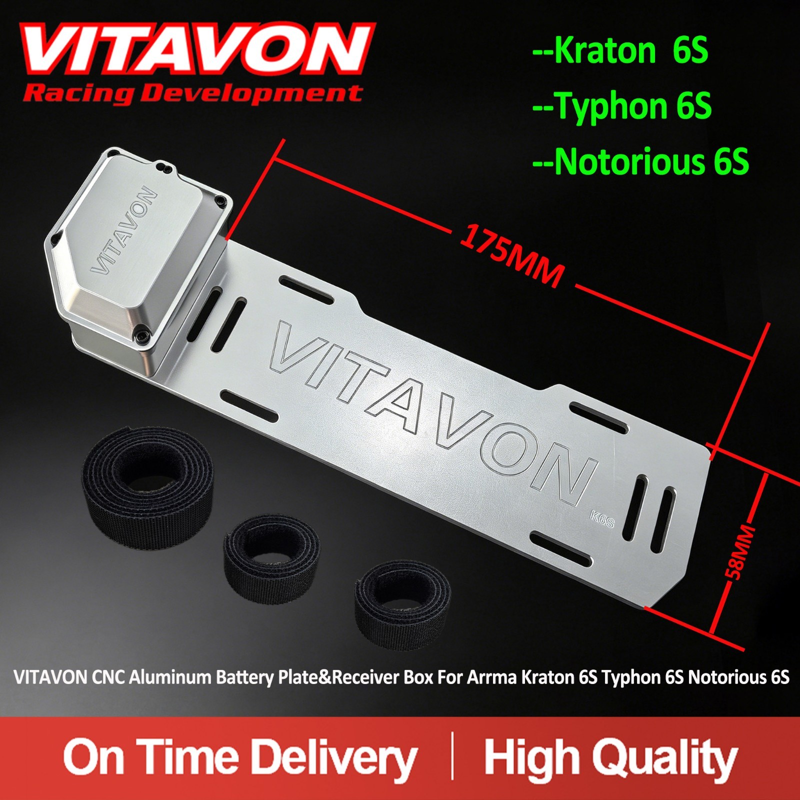 Vitavon Battery Tray & Receiver Box for Arrma Kraton 6S Typhon 6S Notorious 6S