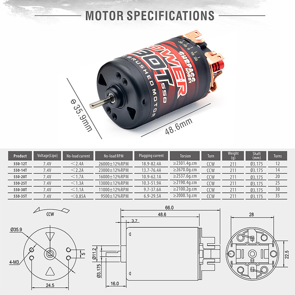 SURPASS HOBBY 80A ESC 550 Motor 12-35T BEC Power Combo For 1/10 Crawler Car