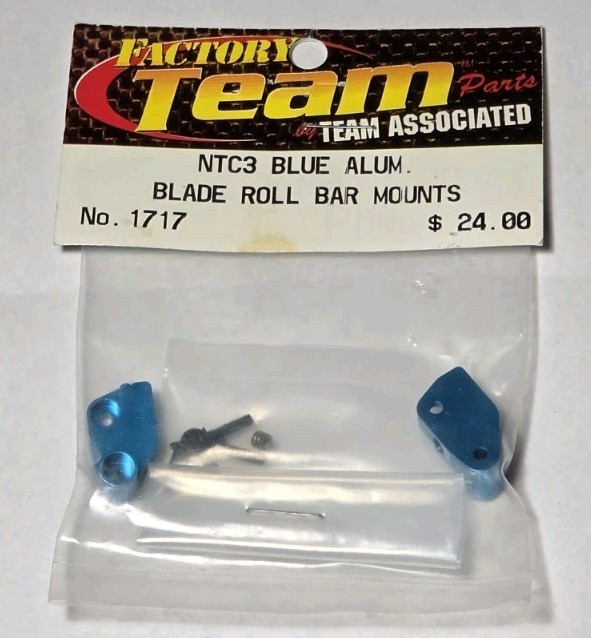 Team Associated 1717 NTC3 blue aluminum blade roll bar mounts NIP