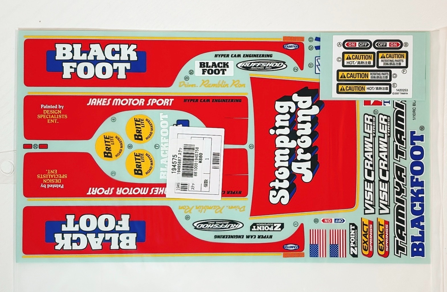 Tamiya 1/10 Blackfoot Sticker Decal Sheet for RC Monster Truck Body 19495887