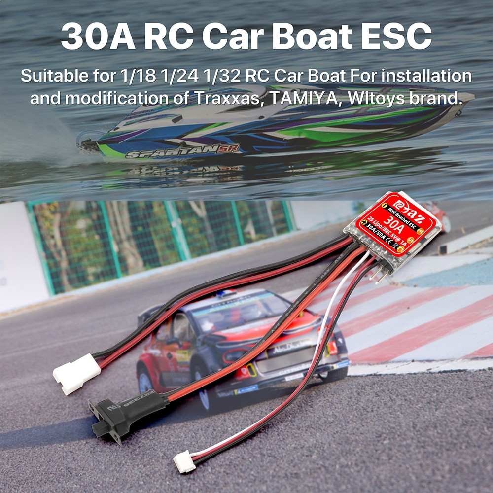 9IMOD RC Brushed ESC 30A MINI Speed Controller for 1/18 1/24 1/32 RC Car/RC Boat