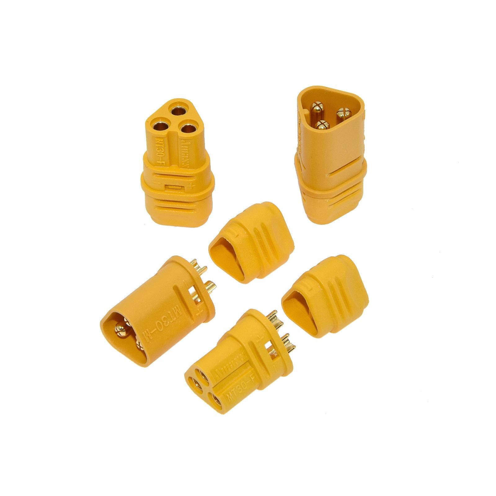 5Pair Male+Female MT30 3-Pin Brass Gold Plated Plug Motor Multirotor Connecter