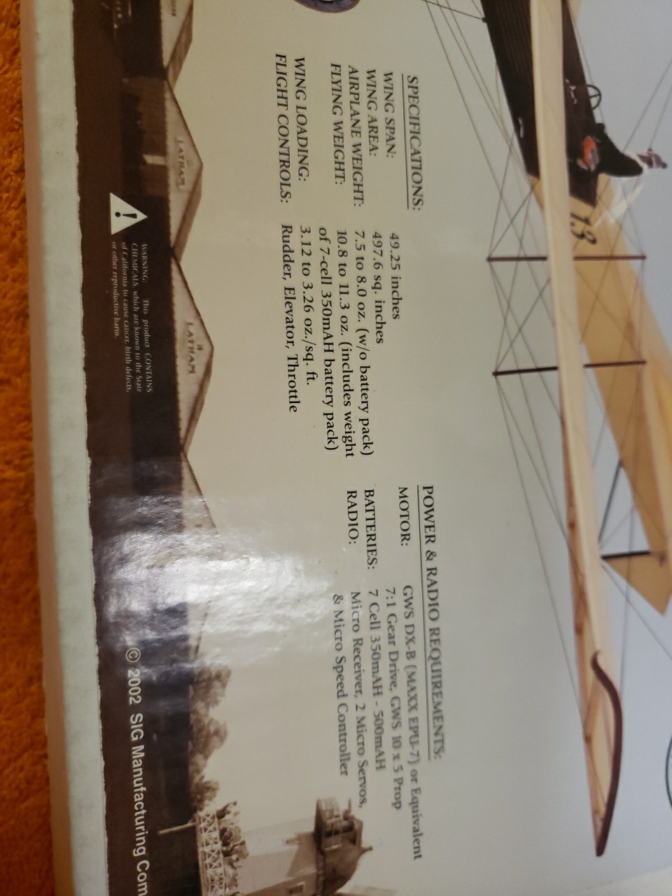 SIG Kit – Sig 1909 Antoinette Indoor RC Scale KIT – 49.25″ wingspan – New!