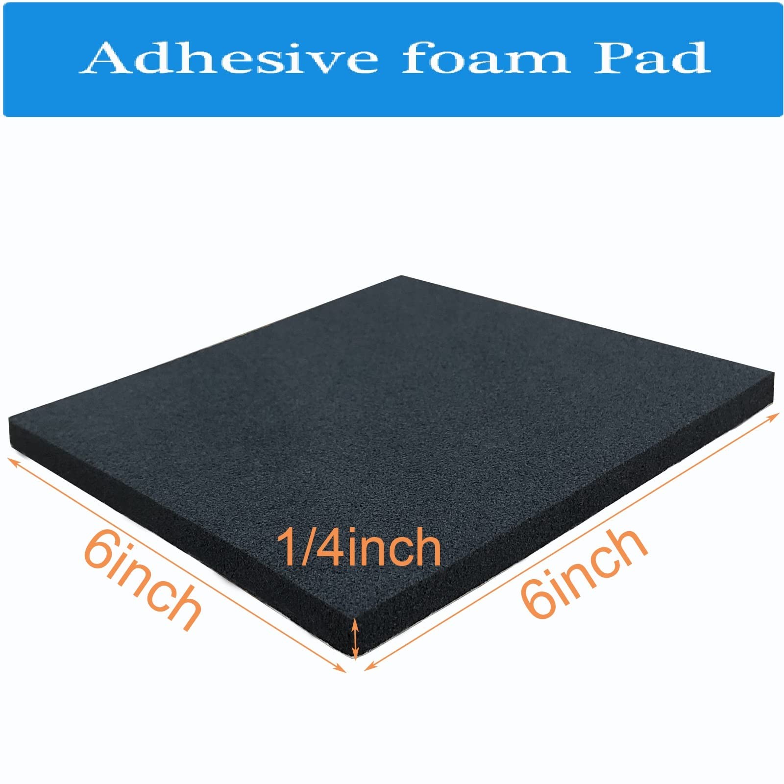 Rubber Adhesive Pads, 4 Pcs Closed Cell Foam Sheet 6 in X6 X 1/4 in, Black