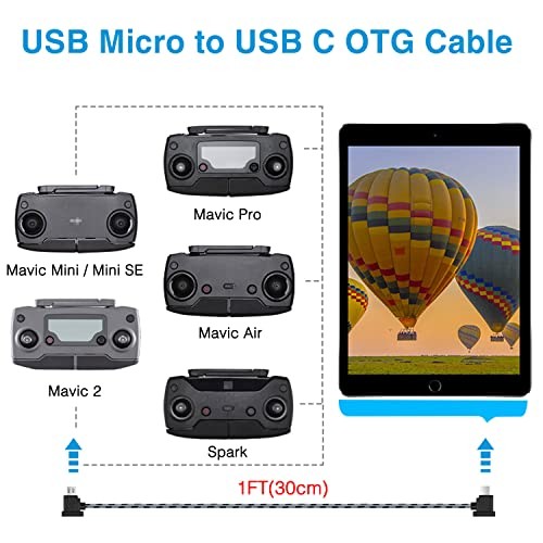 1FT Remote Controller Cable for DJI Mavic Mini,Mini SE,Mavic 2 Micro to USB C