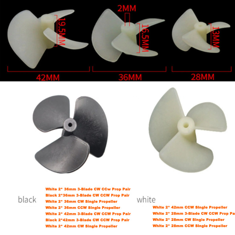 2MM*28/36/42mm Plastic Ship Prop for Science DIY Electric Model Vessel RC Parts