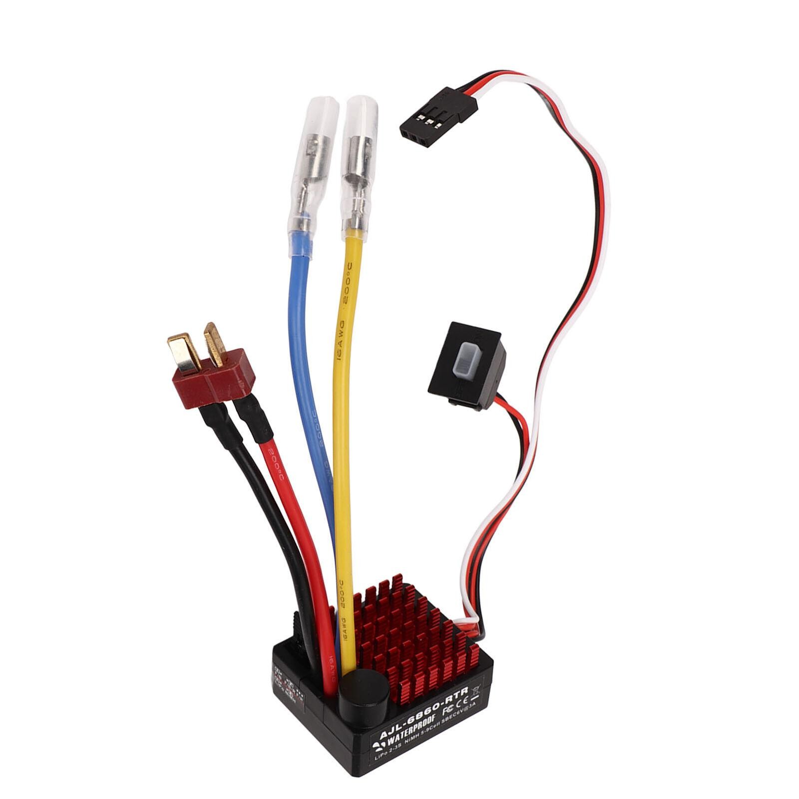 Brushed 60A ESC Waterproof Speed Control 2S-3S LiPo for 1/10 RC Cars Boat