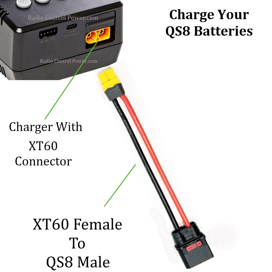 RCP XT60Female to QS8 Male Charge Lead Adapter for chargers with a XT60