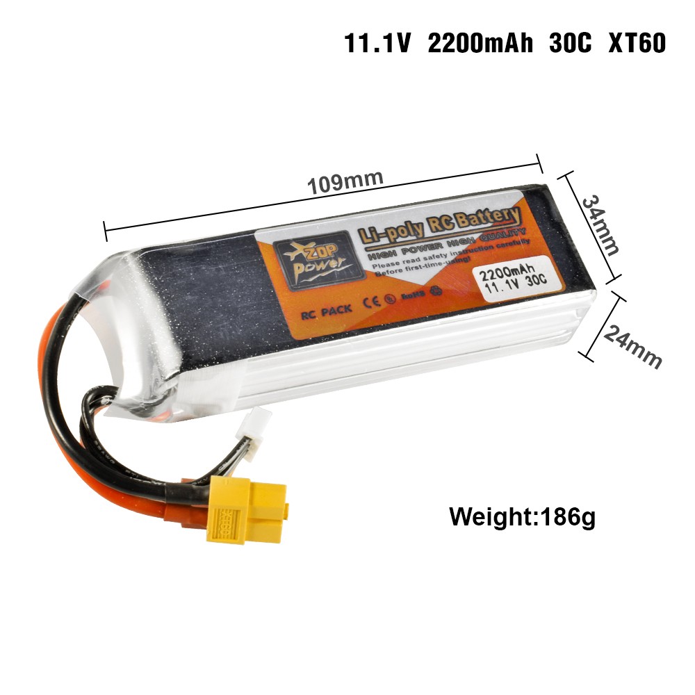 ZOP Power 3S RC Lipo Battery 11.1V w/ XT30 XT60 T Plug JST Plug for RC Car Boat