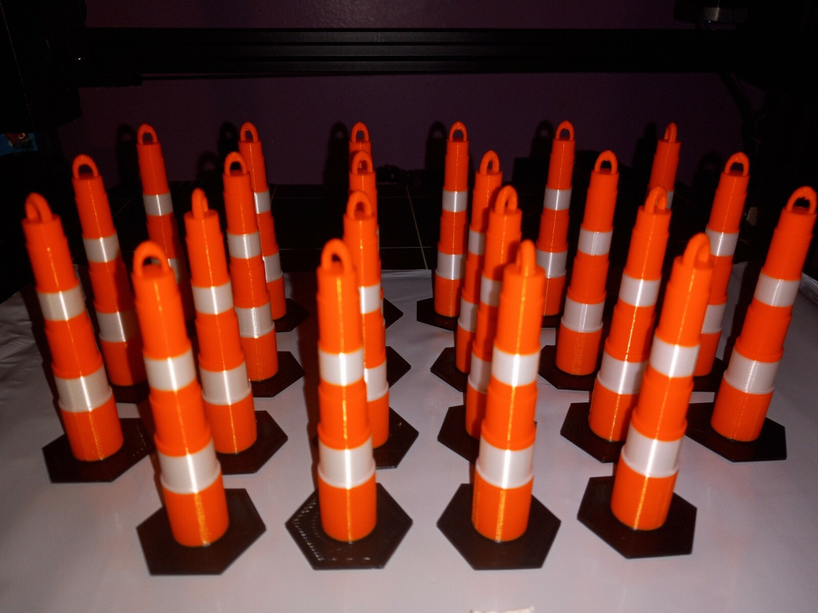 Set of 22 RC Scale Orange & Reflective White Road Barrier Cones 1/14 Scale RC
