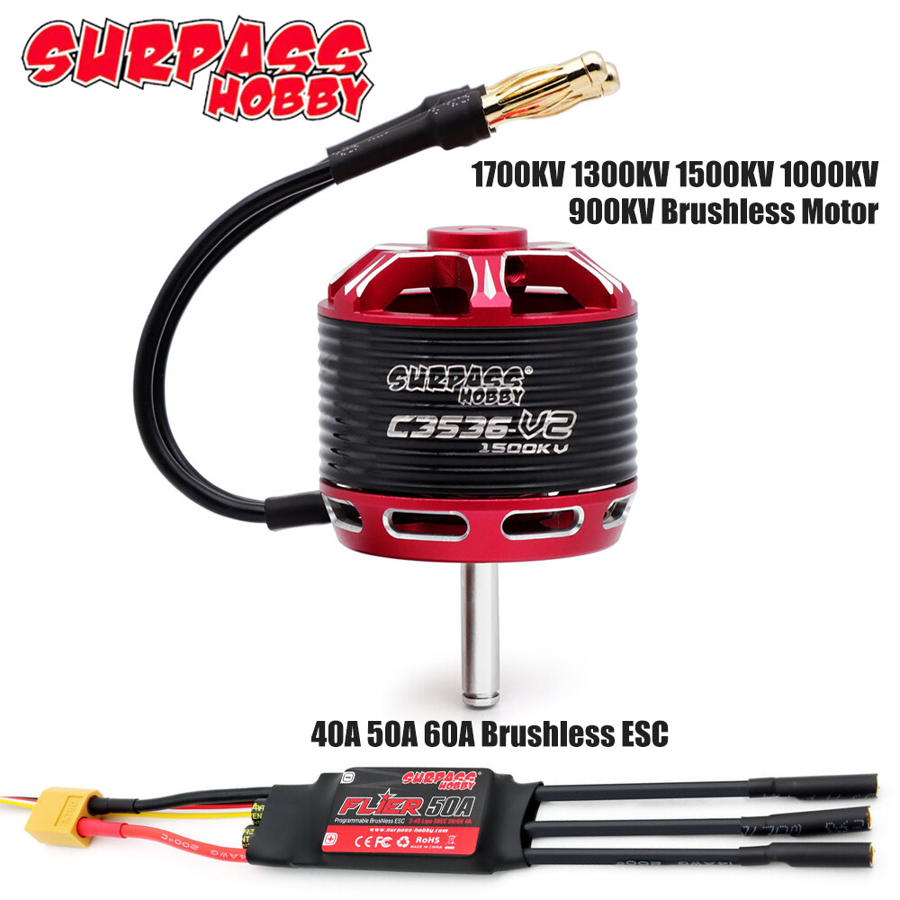 SURPASS HOBBY 900-1700KV Brushless Motor 40-60A ESC for RC Fixed Wing Air Plane