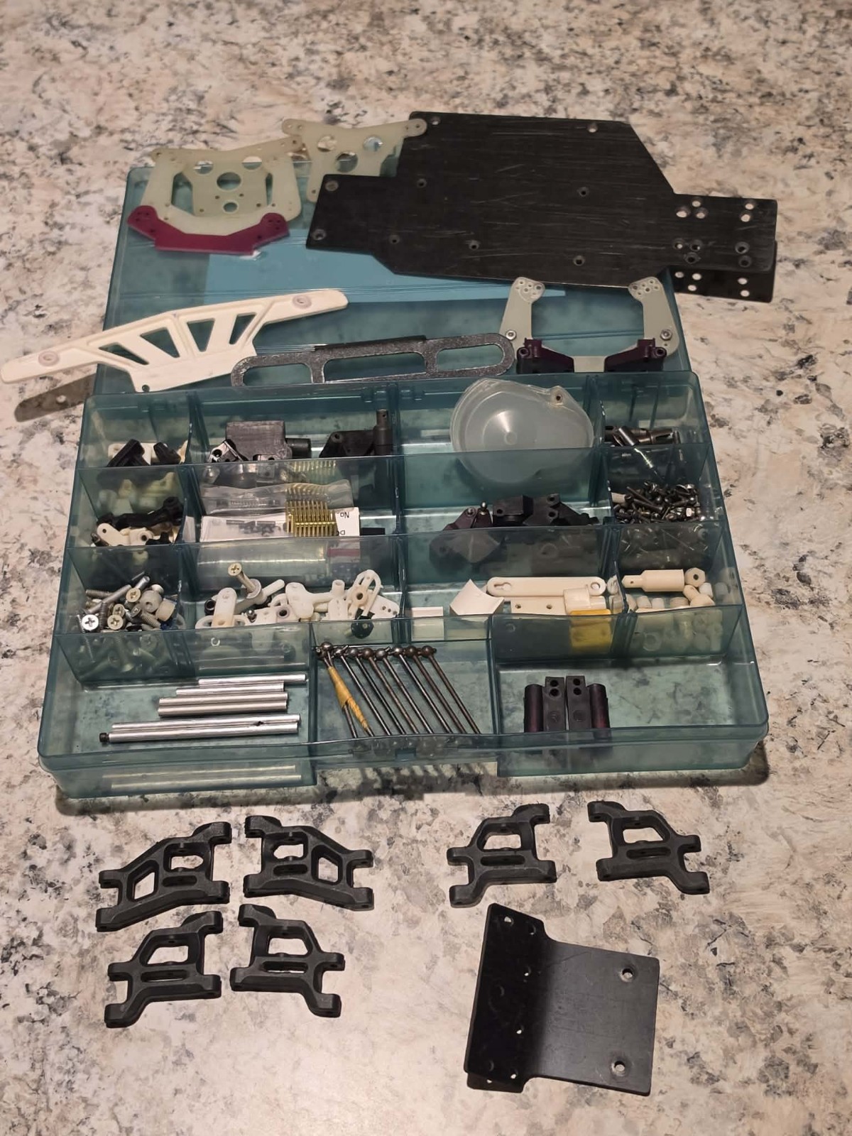 RC10 Parts And Hardware Lot Andy’s A Arms Oval Chassis + Nose plate
