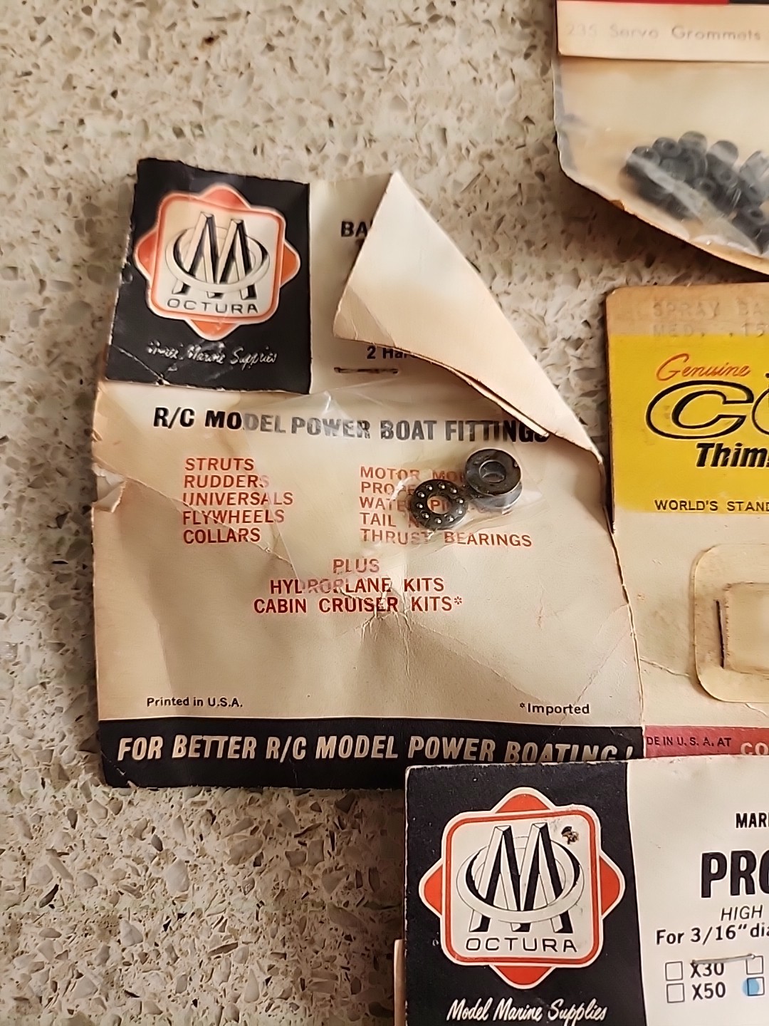 Lot Vintage RC model Power Boat Parts Cox Octura Propeller Filter Thimble Drome