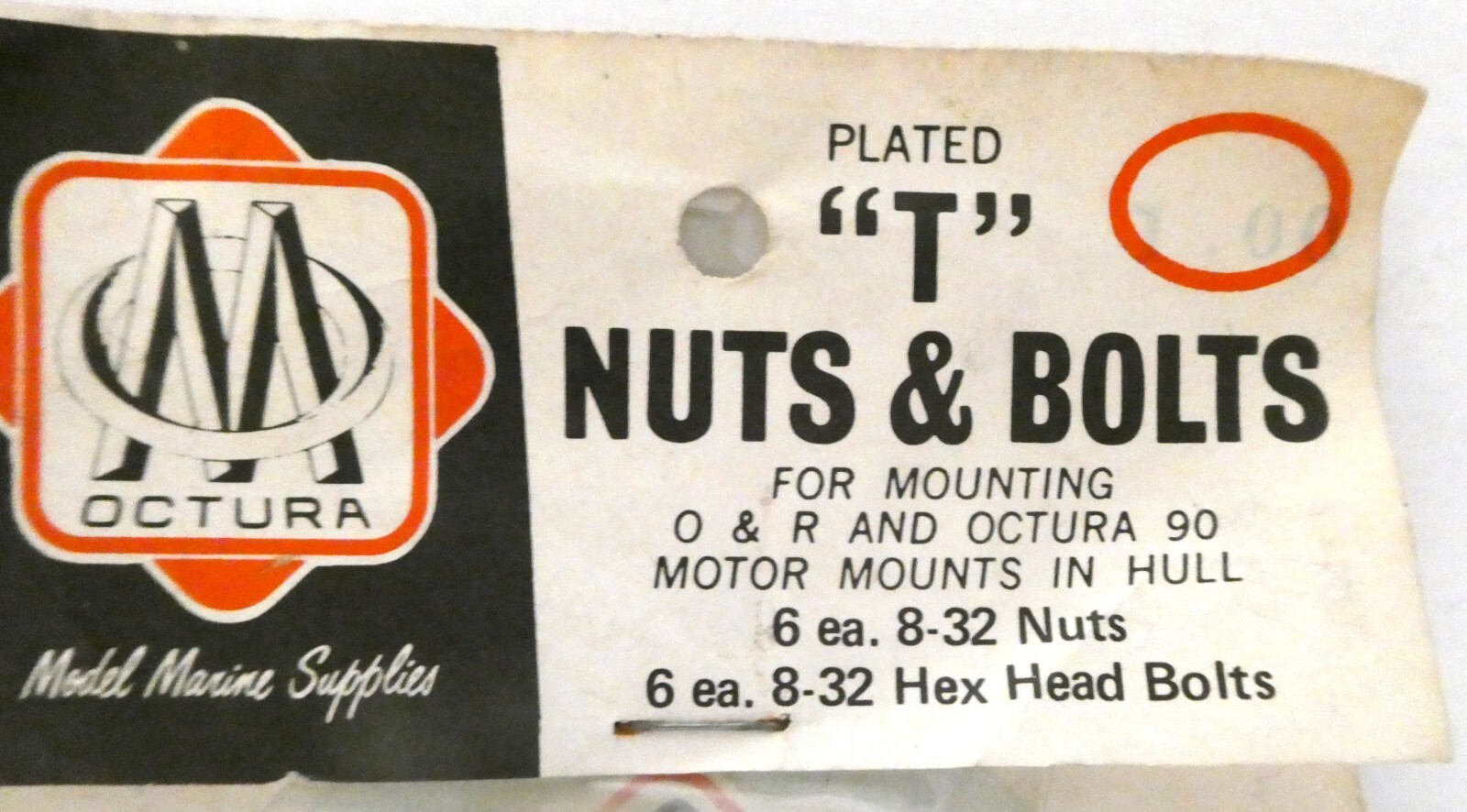 Octura Model Marine Plated “T” Nuts & Bolts Hex Head Bolts 12ea 8-32