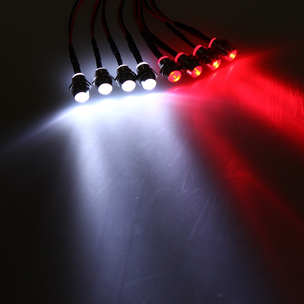 8 PCS LED Lights Red & White Lamp For 1/10 RC Car Traxxas Tamiya HSP SCX10 D90 a