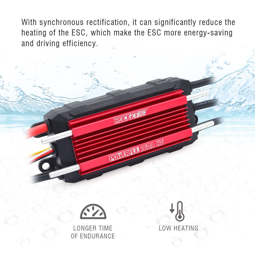 ROCKET-RC 70A-200A Waterproof Brushless Marine ESC 3S-14S LiPo HV for RC Boat