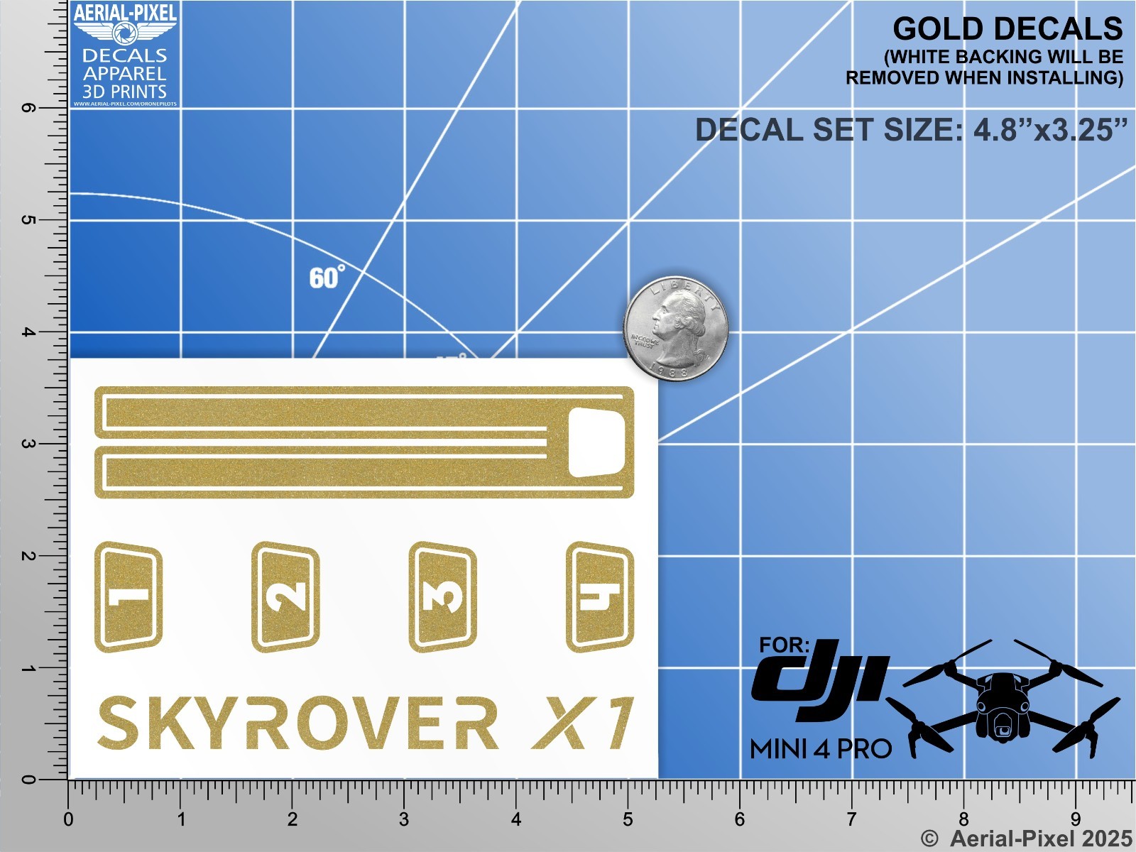 SKYROVER X1 Racing Stripes With Battery Decals Number #1-4 Sticker Skin