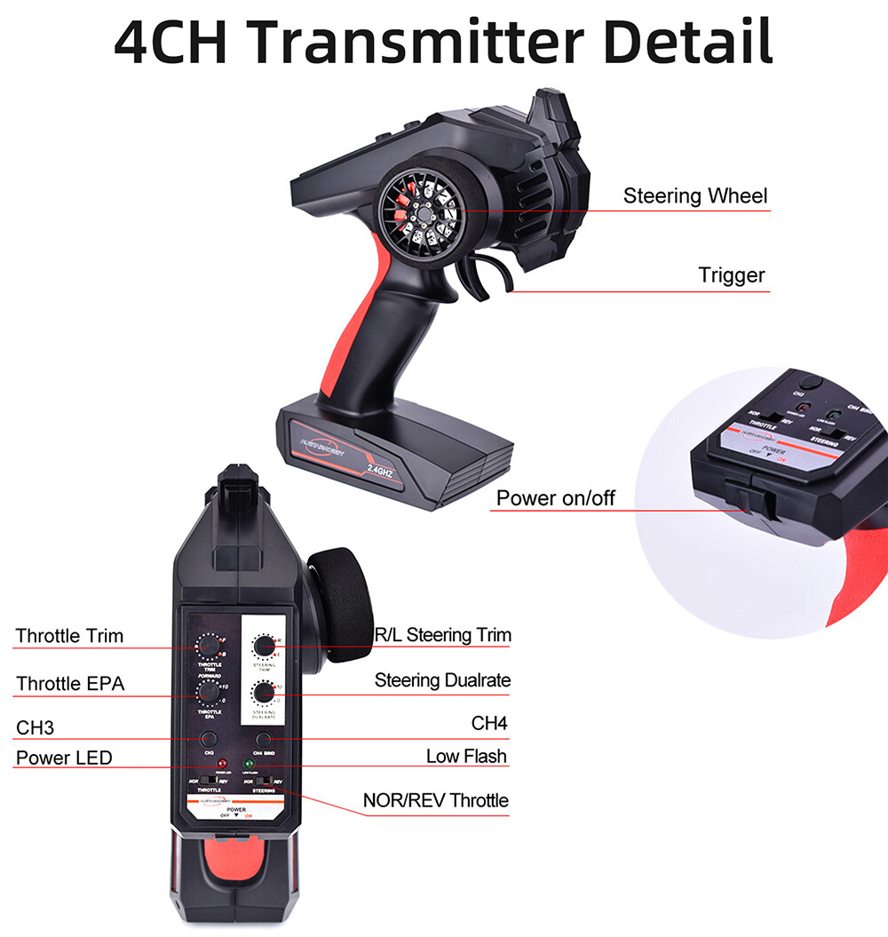 AUSTAR RC Transmitter Receiver 2.4G 3CH 4CH 6CH Kit for RC 1/10 1/8 Car