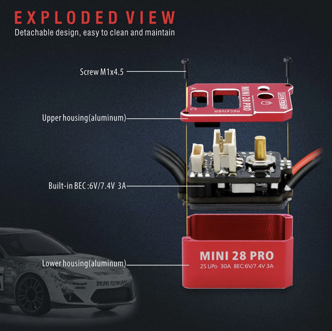 Surpass Hobby Rocket-RC Mini 28 Pro 1/24 1/28 Scale RC Cars/Crawl Drift Mini Z