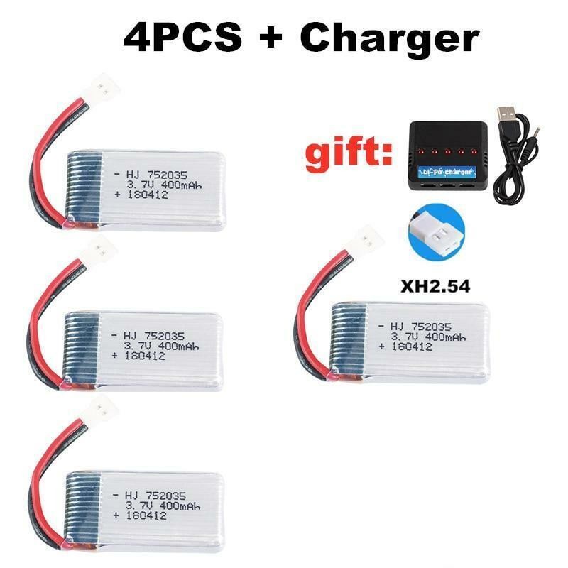 Lipo Battery 752035 3.7v 400mah 20c For Hubsan X4 H107 H107d H107l Jd385 388 Rc