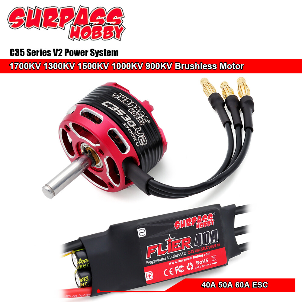 SURPASS HOBBY 900-1700KV Brushless Motor 40-60A ESC for RC Fixed Wing Air Plane