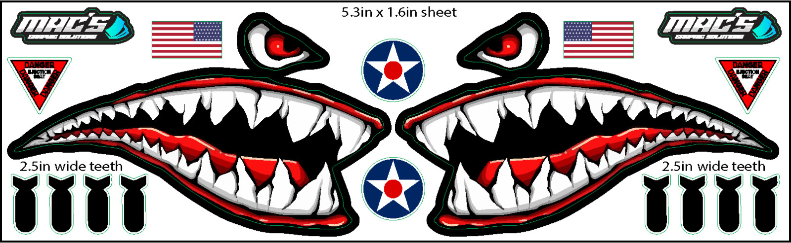 1/18 or 1/24 scale shark teeth RC sticker kit – Fits Traxxas TRX4m & Axial Scx24