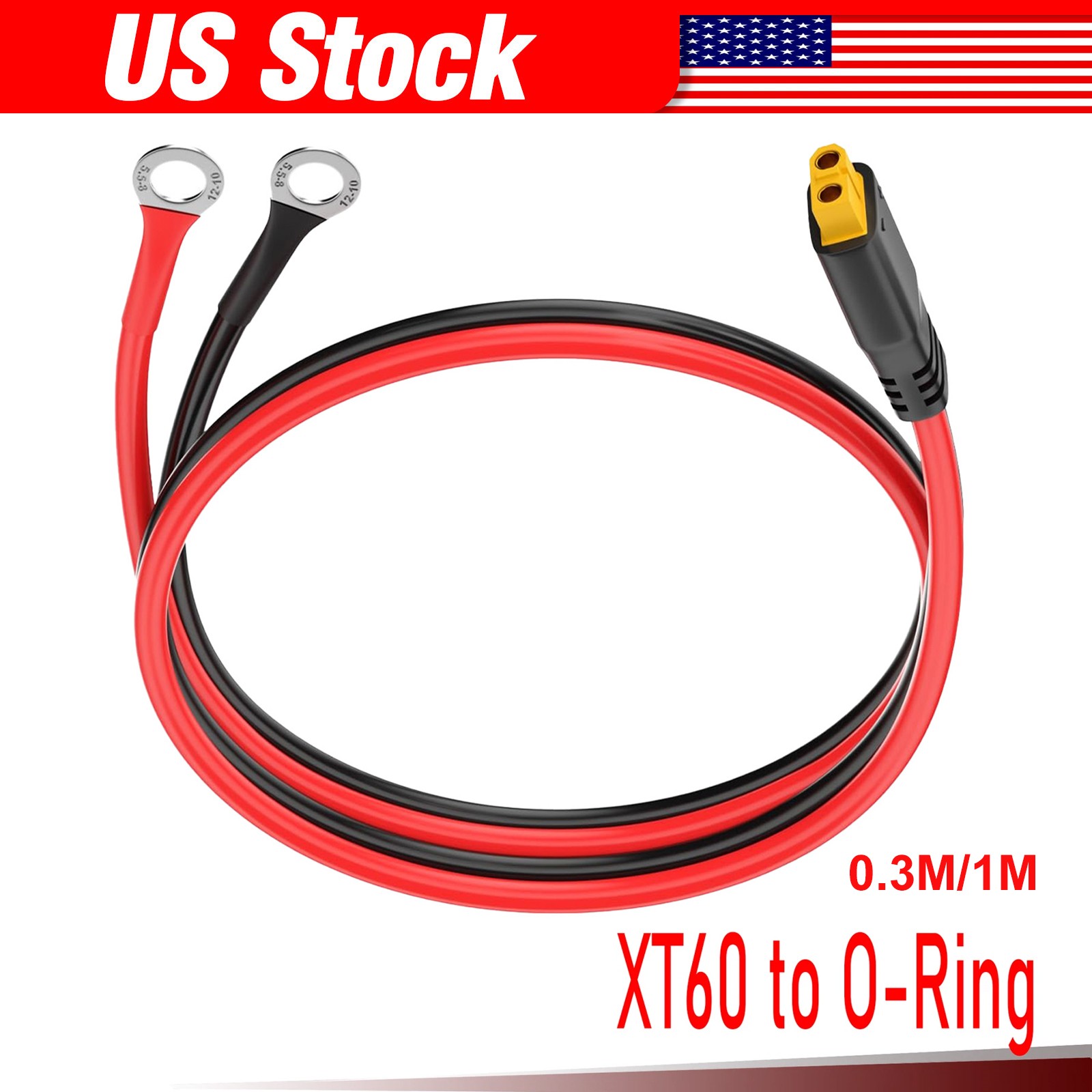 10AWG XT60 Male to O Ring Terminal Cable Connector DC Power Battery Cable New