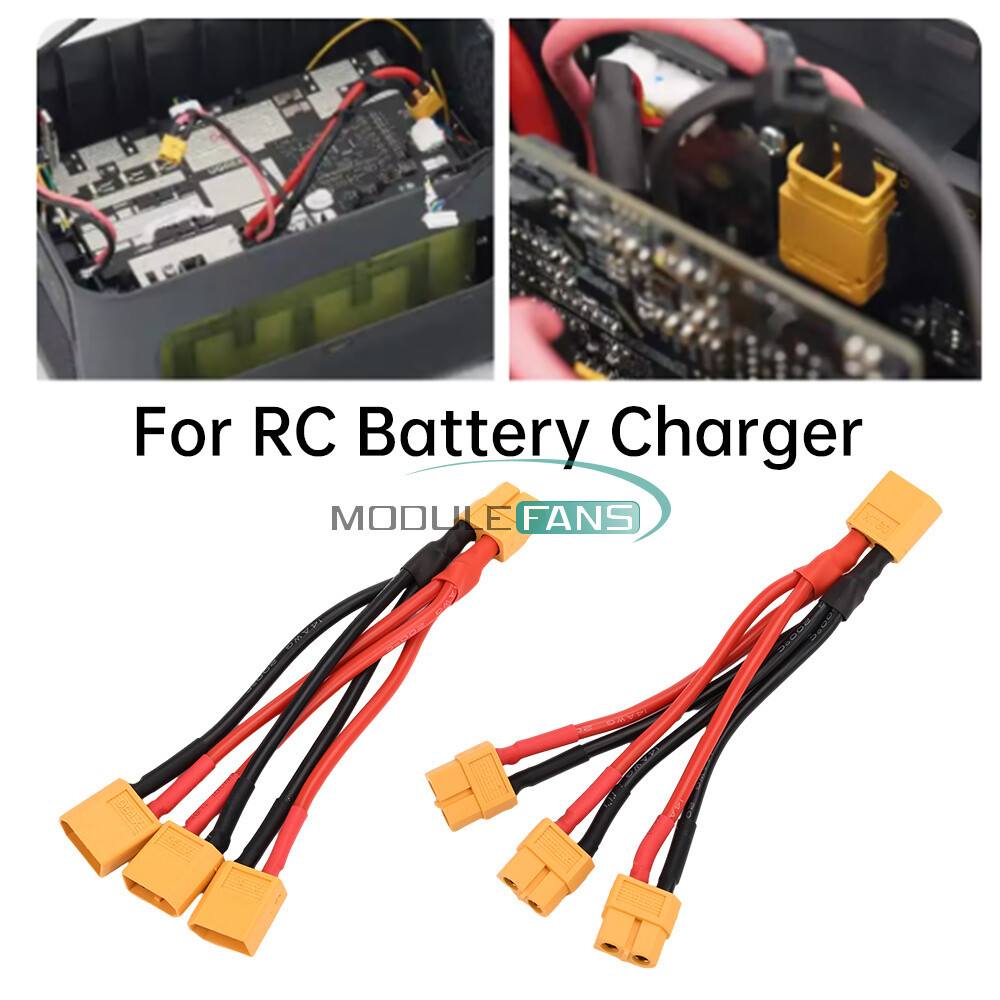 XT60 Male/Female Cable Parallel Battery Connector 4AWG Silicone Wire Y Splitter-