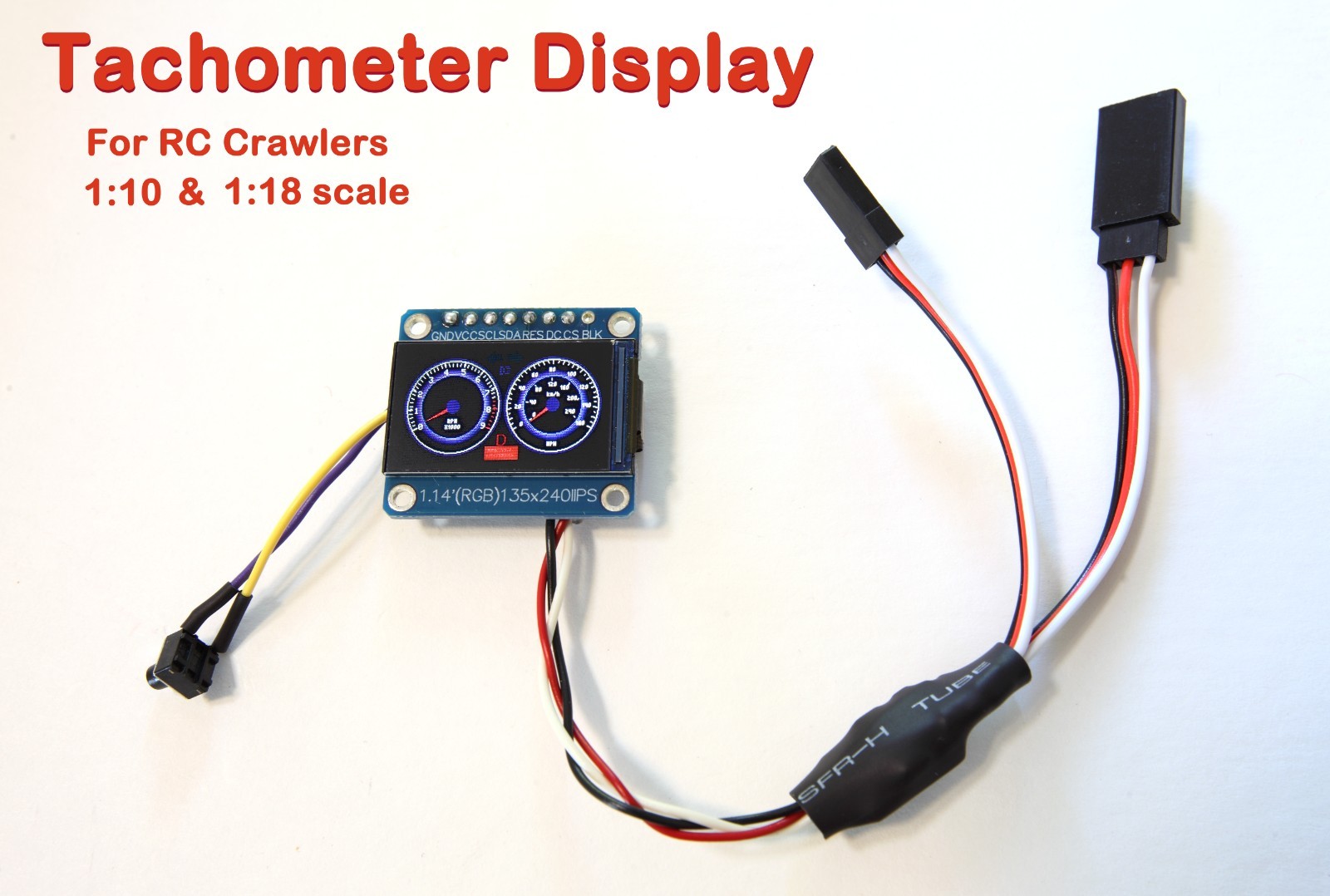 RC Accessories Functional Tachometer LCD Display 1.14inch, RPM & Speed Gauge.