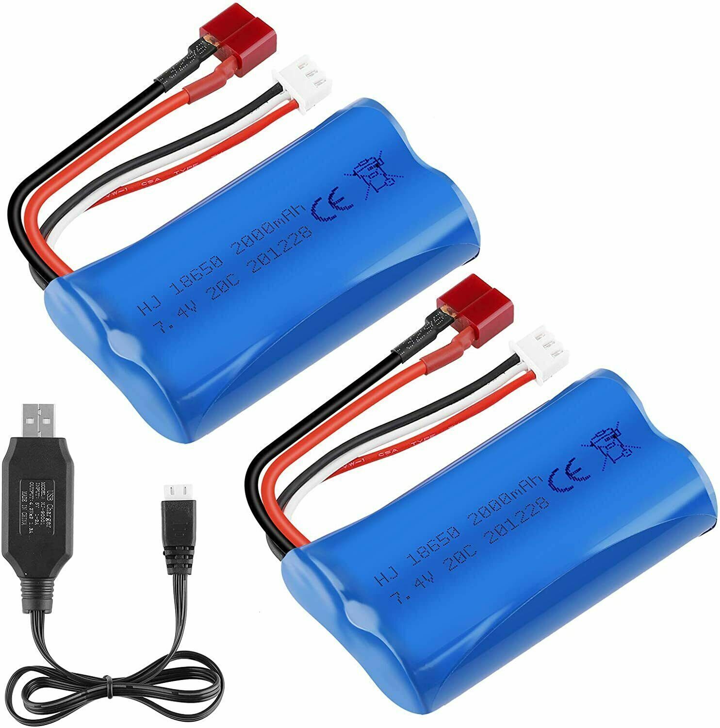 2000mAh 7.4V Li-ion Battery T Plug Battery Charger for RC Truck Buggy Off Road
