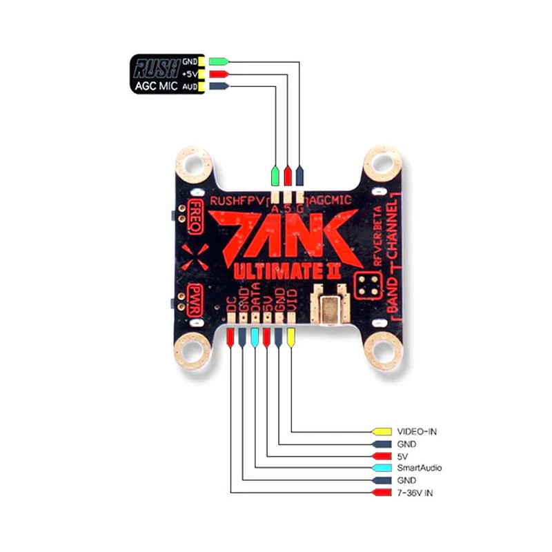 RUSHFPV RUSH Tank II Ultimate VTX 5.8G 48CH RaceBand Pitmode 25mW 200mW 500mW