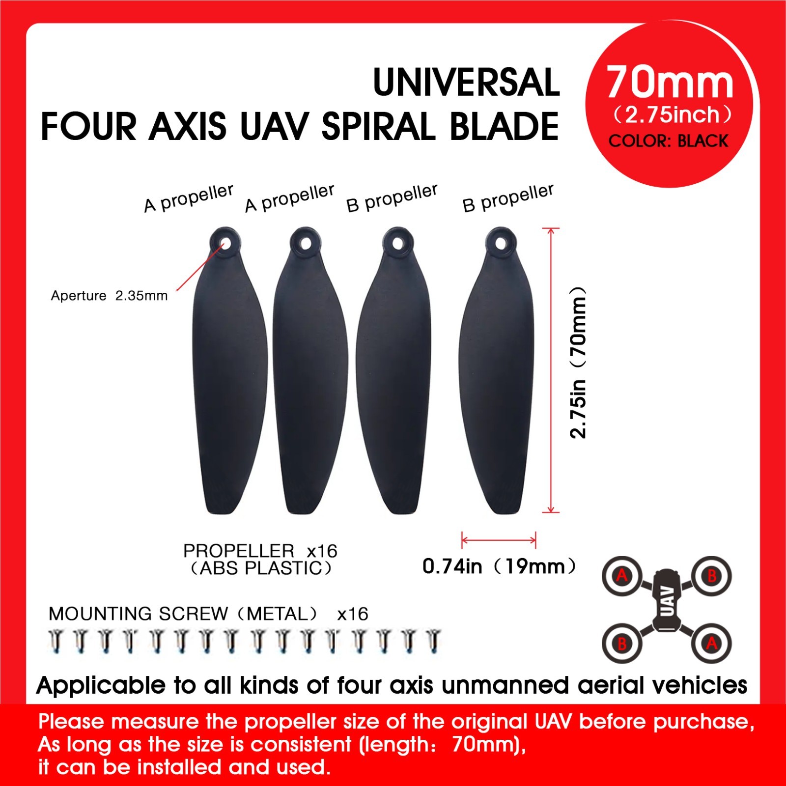 70mm Universal Drone Propellers for S159/S197/S166/S167/S196/S36/V168/AE20Max