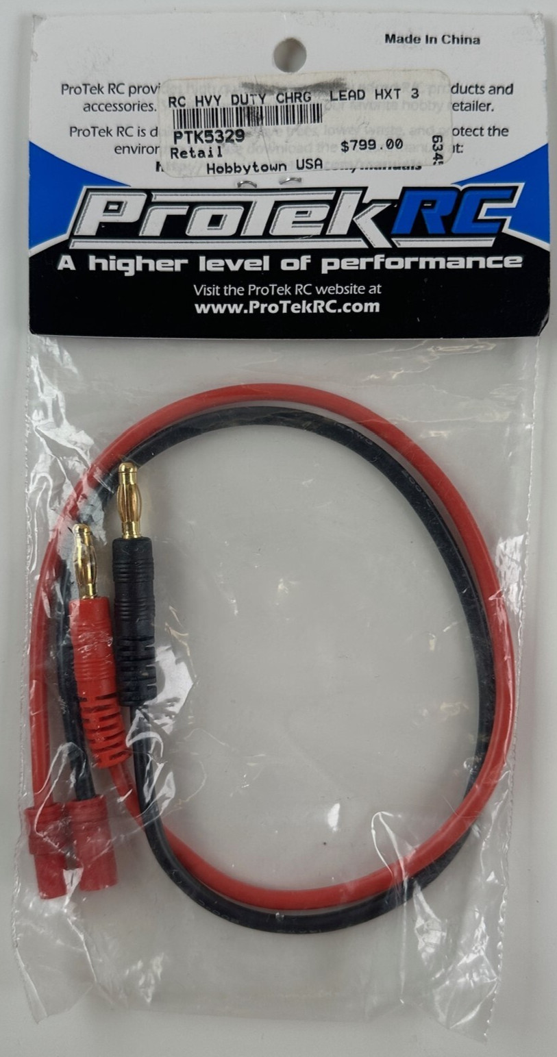 ProTek RC PTK-5329 HTX 3.5 Male to 4mm Banana Plugs Heavy Duty Charge Lead New