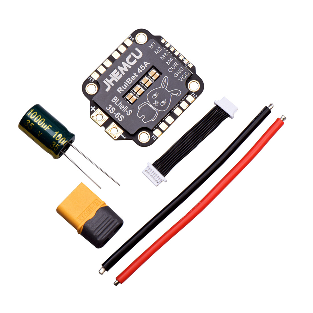 JHEMCU RuiBet 45A BLHELI_S Dshot600 3-6S Brushless 4in1 ESC 30x30mm for FPV