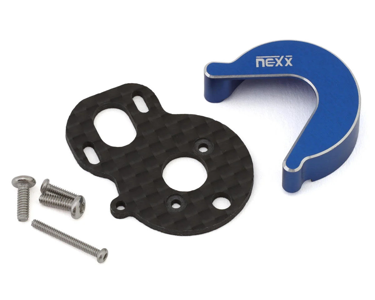NX-482-BL LOSI MICRO-B CARBON MOTOR PLATE & ALUMINIUM GEARBOX COVER SET (BLUE)