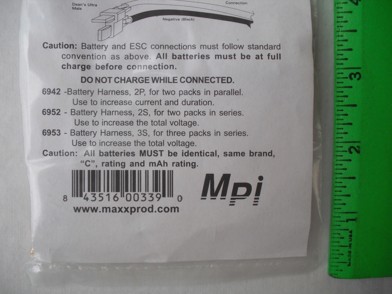 Lot of 2 Maxx Products Mpi 6952, 2S Battery Harness, Wire, RC R/C Plane Airplane