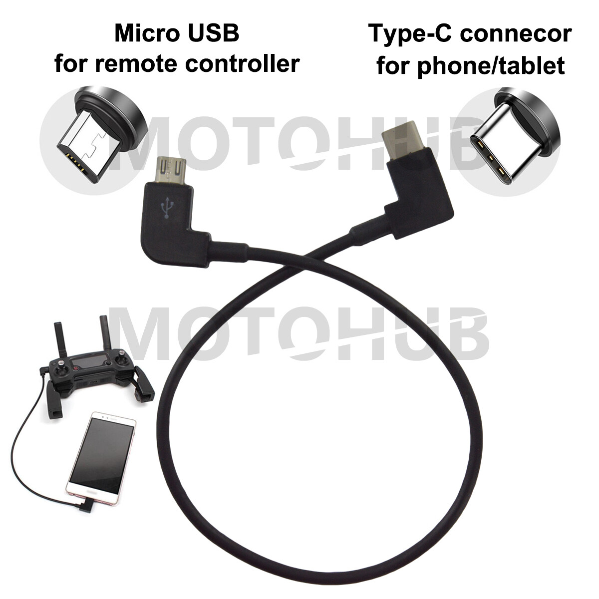 OTG Cable for DJI Phantom 3 4 Inspire 1 2 Drone Remote Controller RC USB Type-C