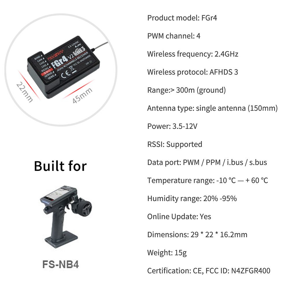Flysky FGR4S FGR4P FGR4B FS-GR3E FS-R6B FS-iA6 FS-iA6B FS-BS6 FS-R9B RC Receiver