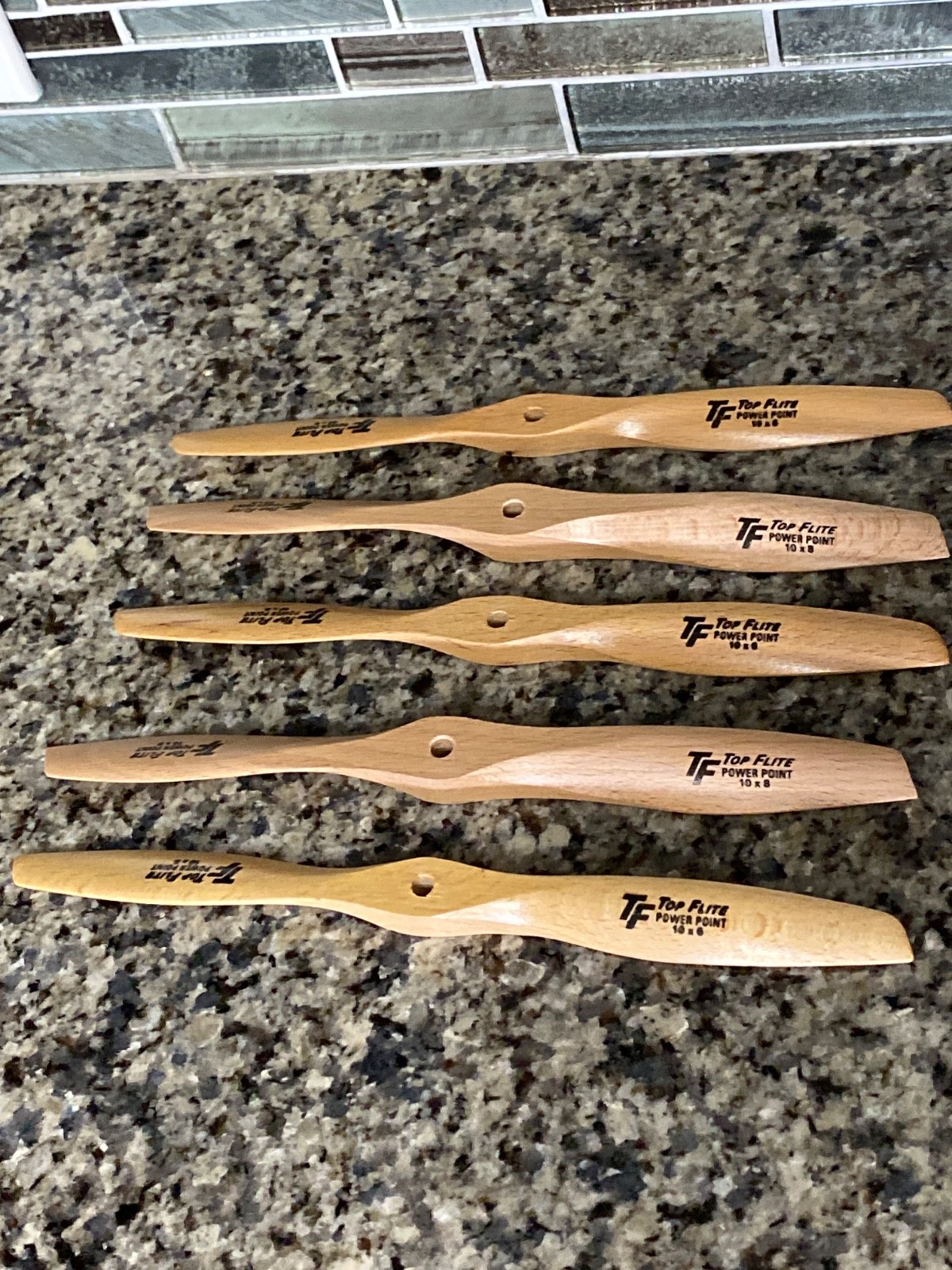 LOT OF 5 Top Flite 10×8 or 6 Power Point Wood Propeller RC Airplanes – Brand New