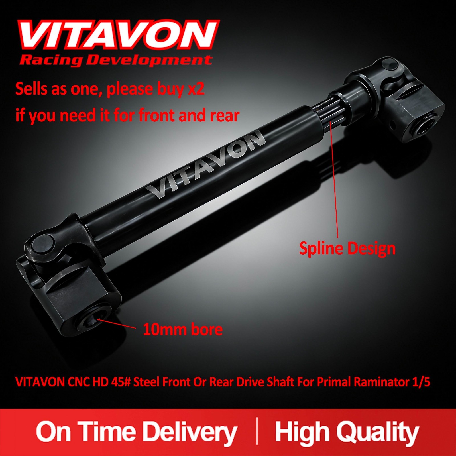 VITAVON CNC HD 45# Steel Front Or Rear Drive Shaft For Primal Raminator 1/5