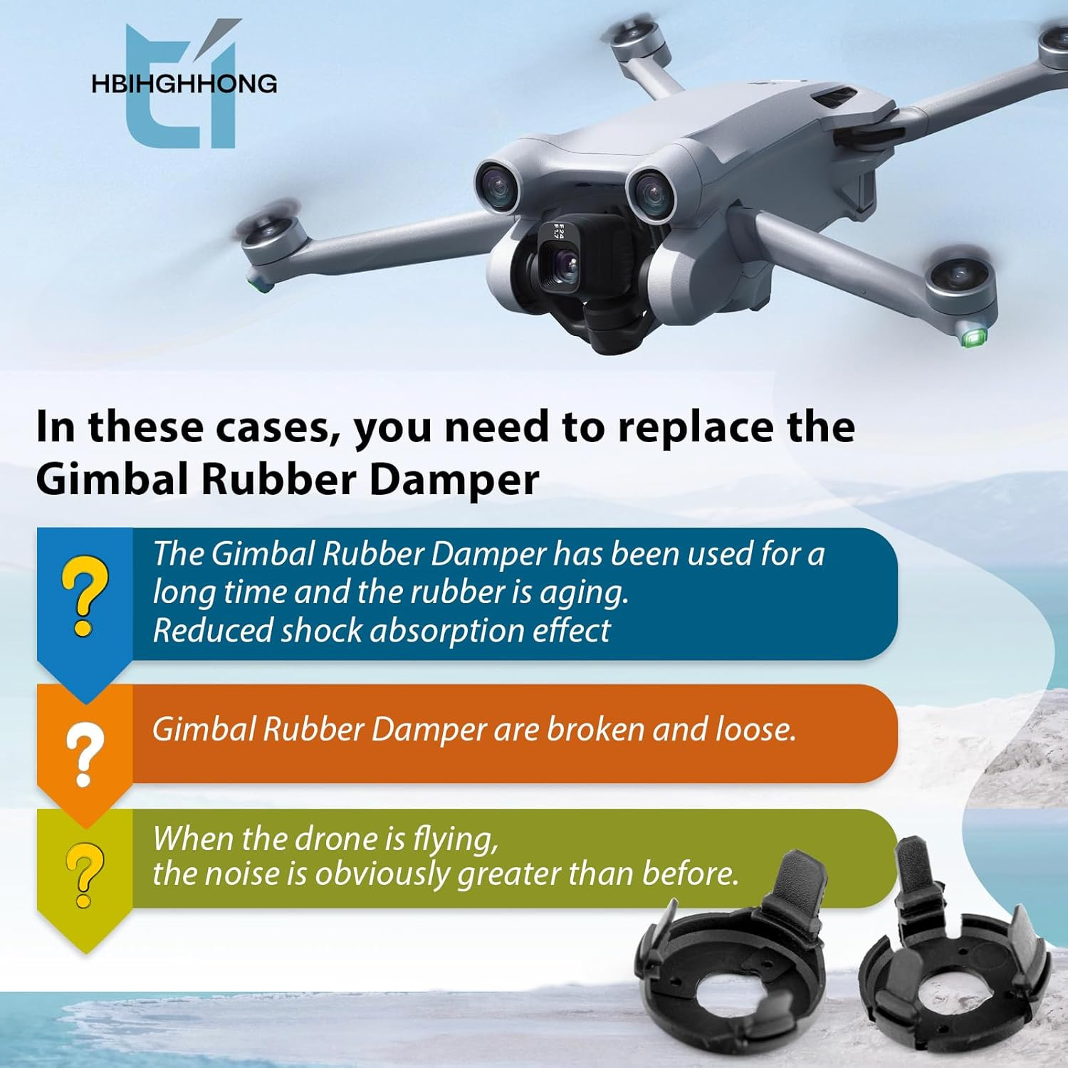 Replacement for DJI Mini 3 Gimbal Shock Absorption Rubber for DJI Mini 3 Pro Dam