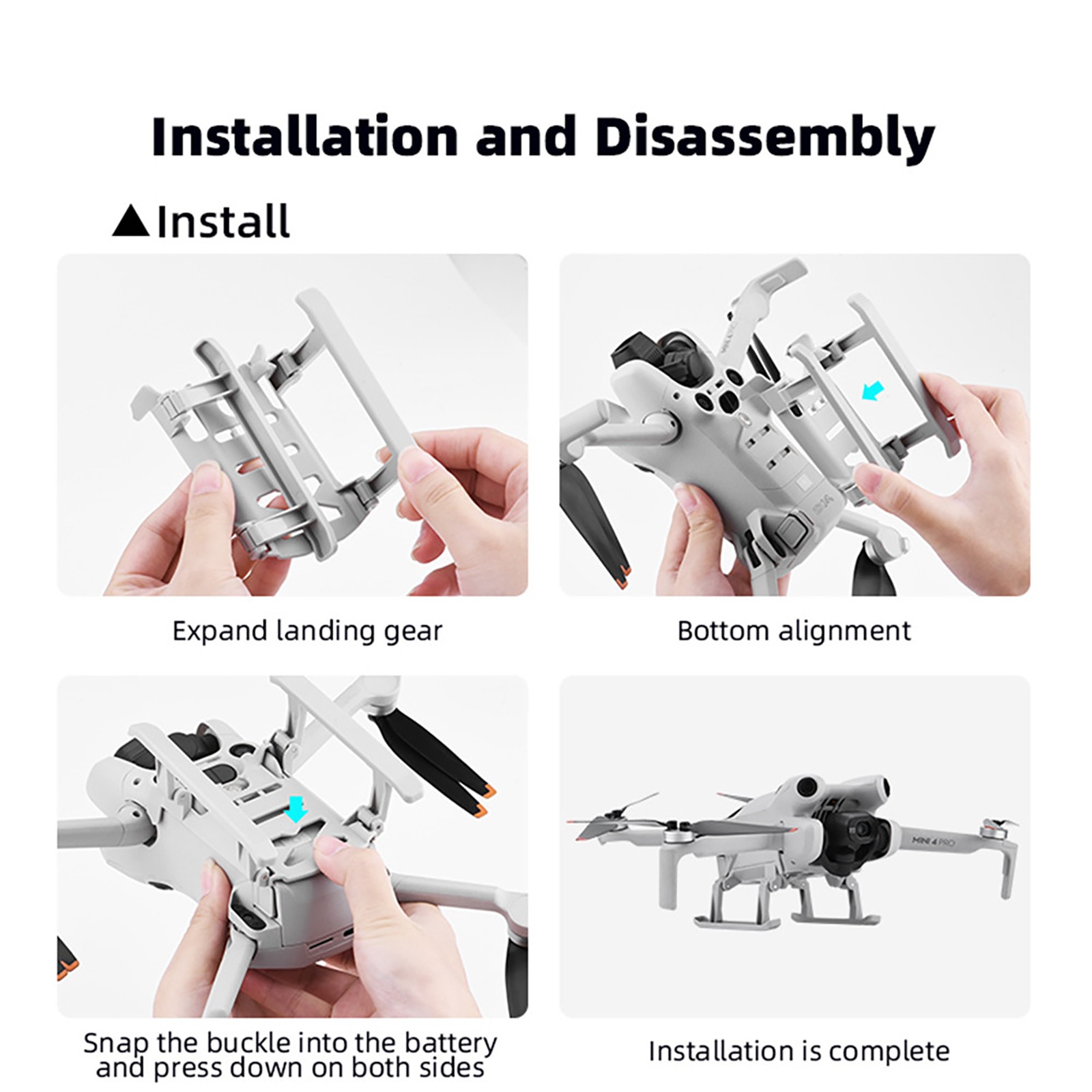 For DJI Mini 4 Pro Drone Landing Gear Foldable Extended Leg Heightened Tripod