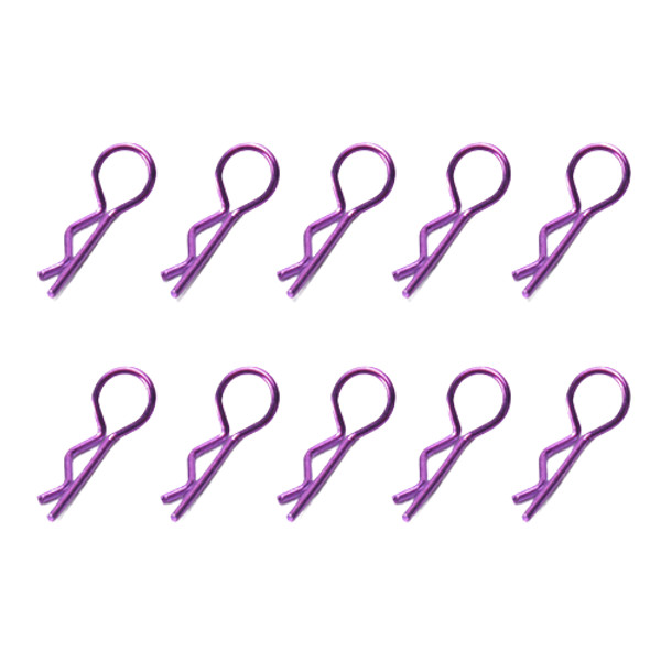 SpeedTek RC 1/10 & 1/8 RC Car Bent Body Clips (10) (Purple)