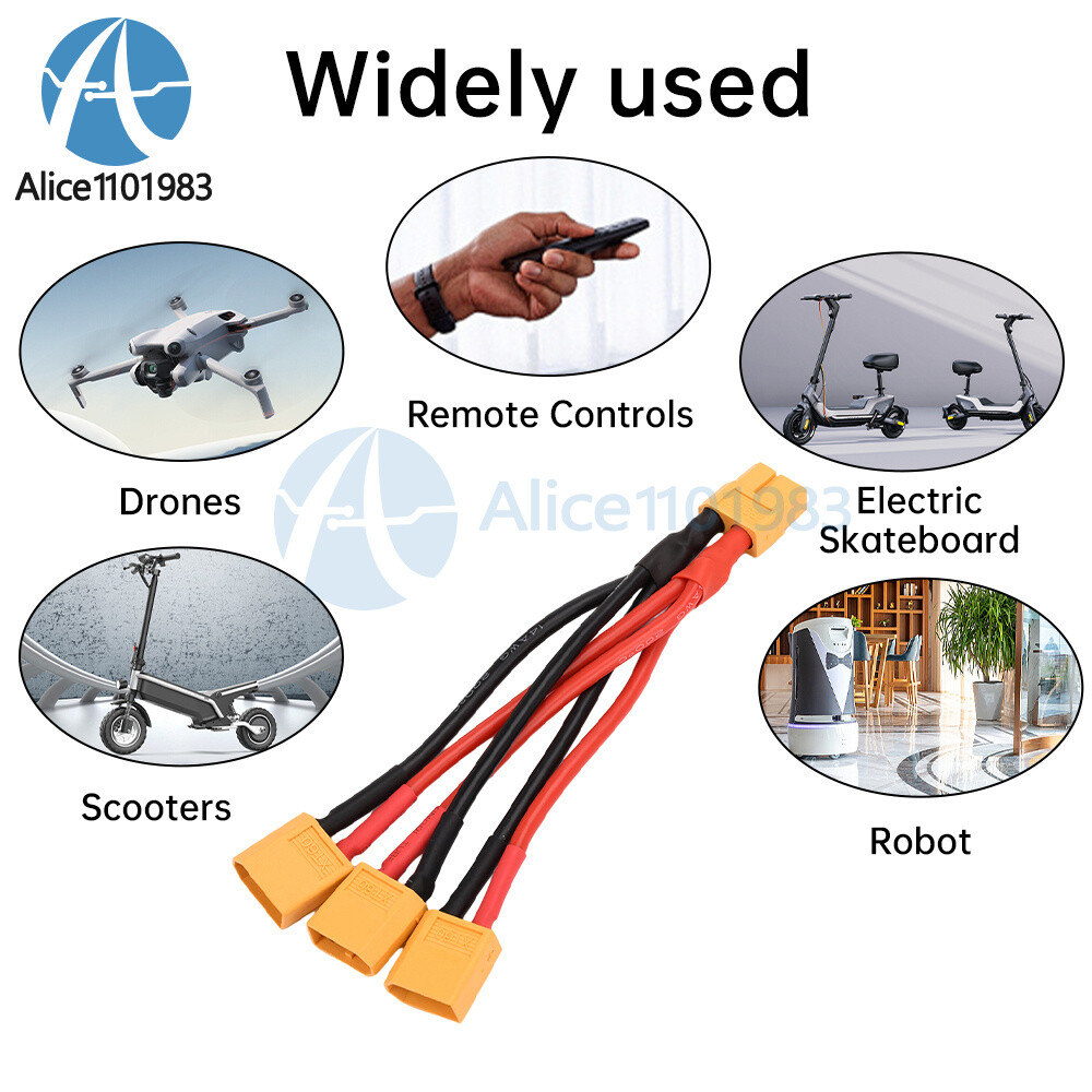 XT60 Male/Female Cable Parallel Battery Connector 4AWG Silicone Wire Y Splitter
