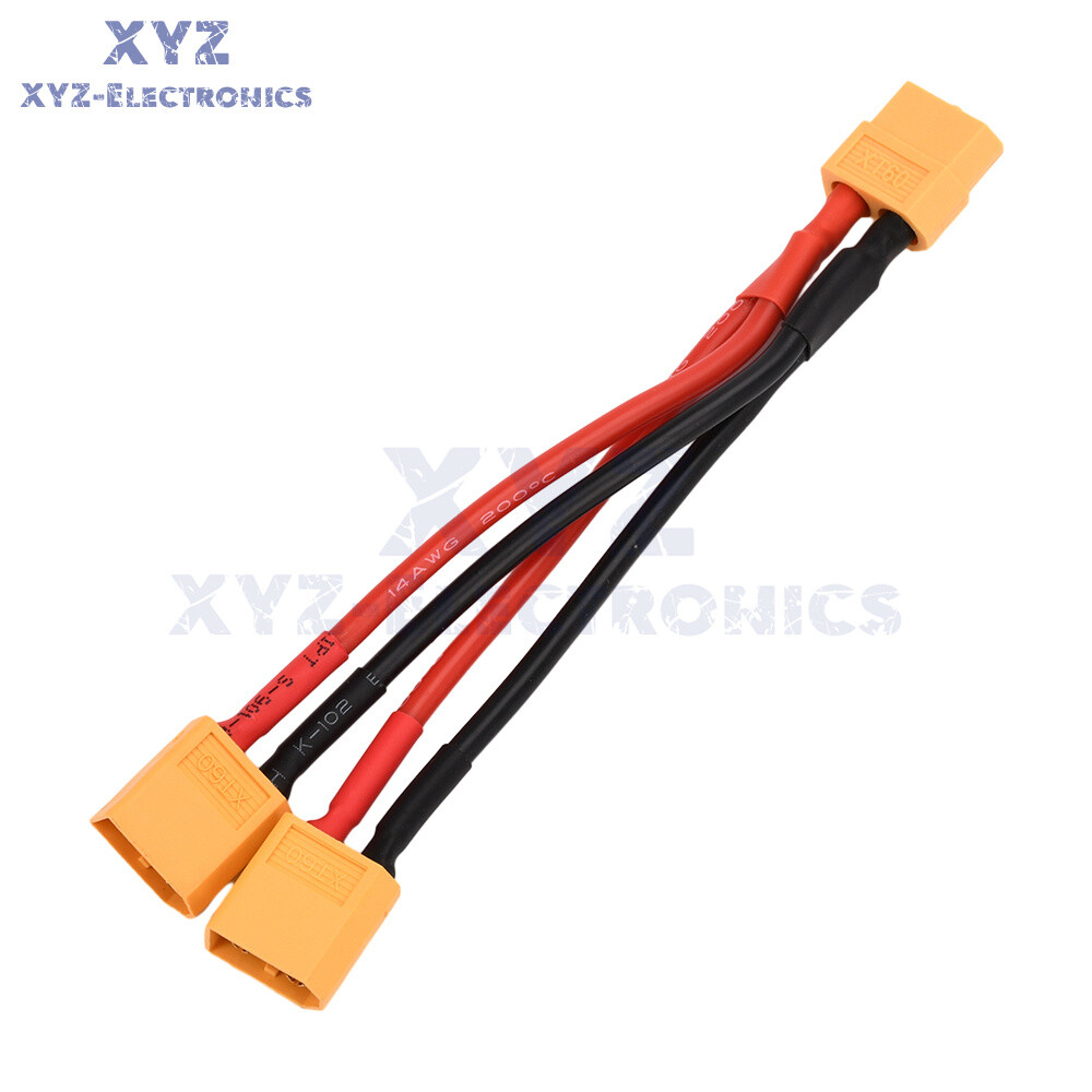 1pc XT60 Male/Female Cable Parallel Battery Connector 14AWG Silicone Wire for RC