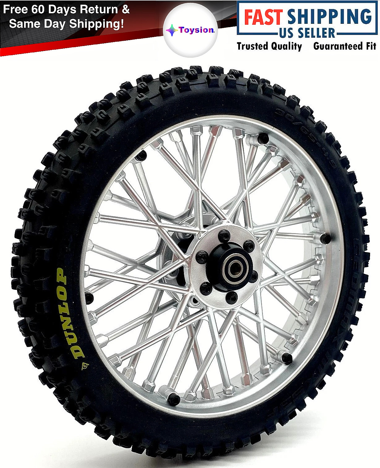 Losi Promoto MX Front Dunlop Tire & Wheel Rim With Bearings Factory Assembled