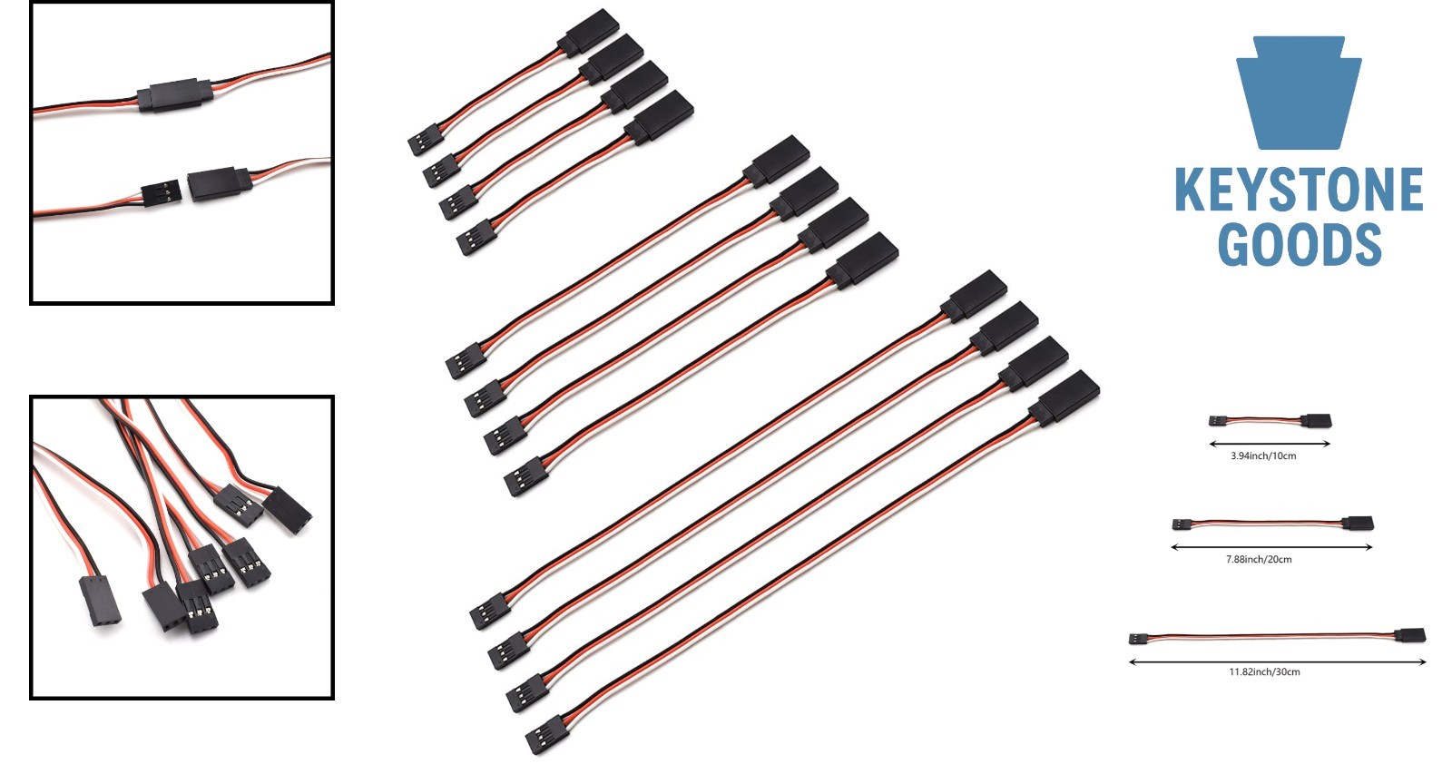 12 PCS RC Servo Extension Cables – 3 Sizes, Male to Female, Compatible with F…