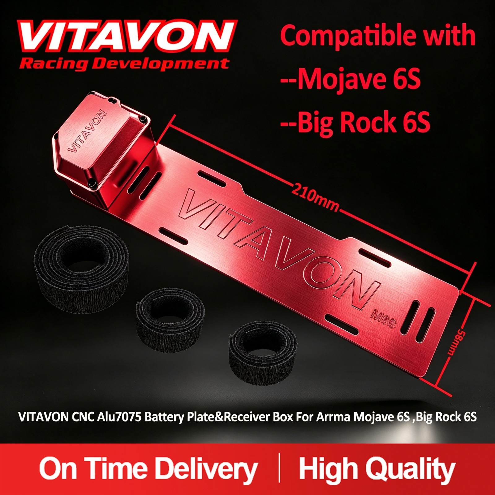 Vitavon CNC Alu 7075 Battery Tray & Receiver Box for Arrma Mojave 6S Big Rock 6S