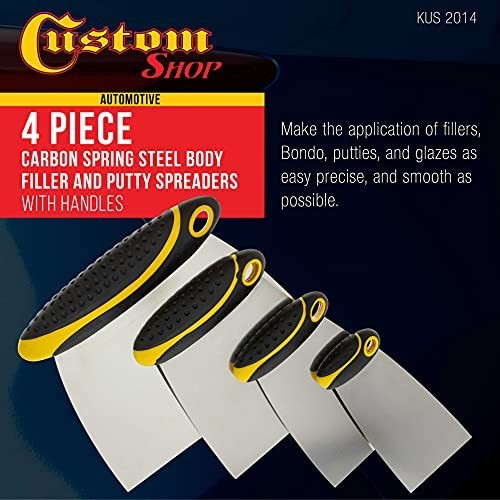 4-Piece Carbon Steel Body Filler Spreader & Putty Scraper Set – Ergonomic Handle