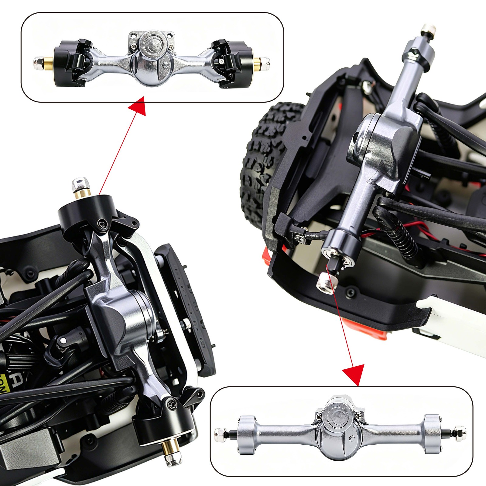 Front Rear Axle Assembly w/Brass Steering Knuckle For Axial SCX30 Bronco K10 ADE